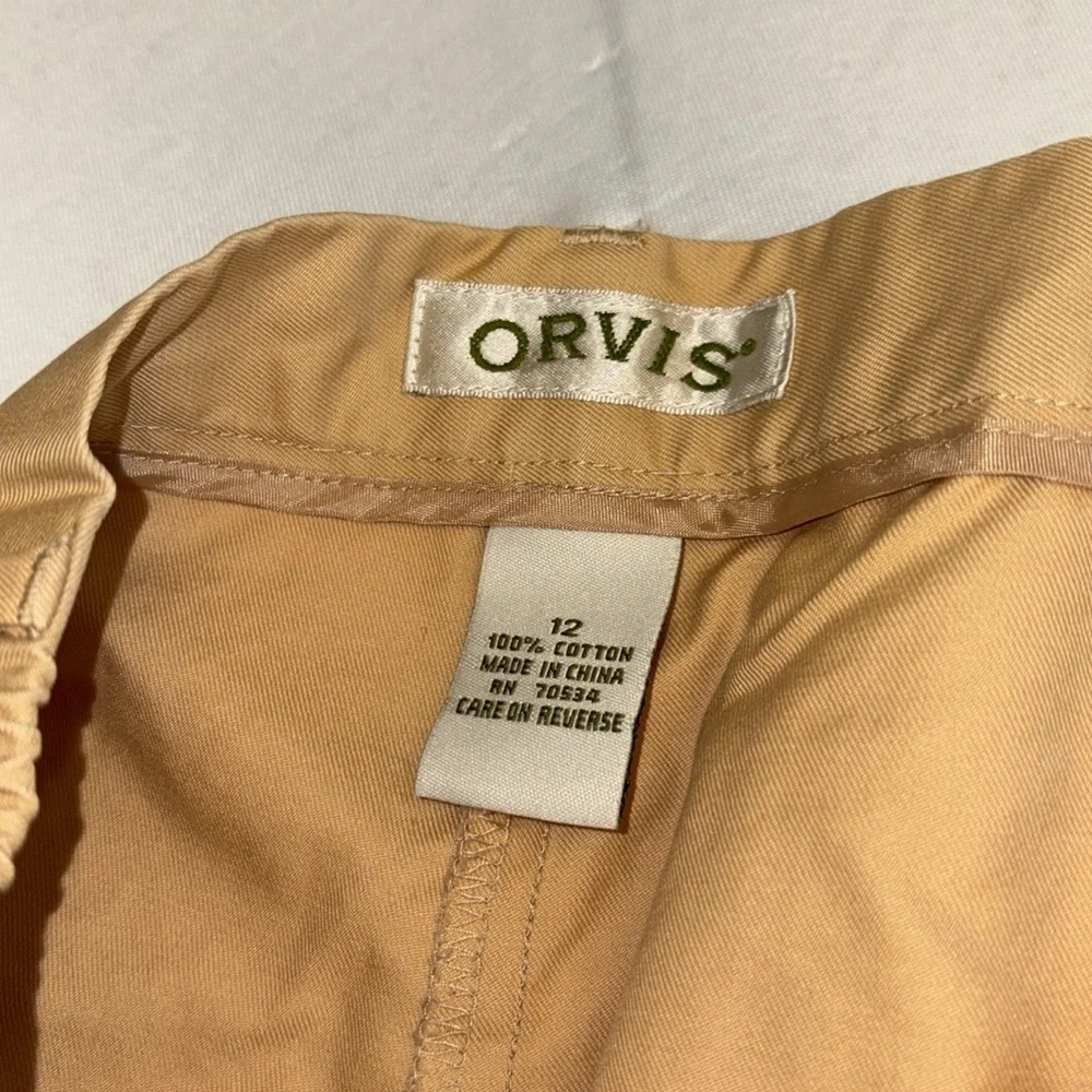 Orvis pants straight leg 100% cotton side pockets elasticized sides Size 12